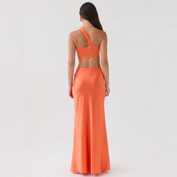 COPY - NWT Peppermayo Hidden Oasis Satin Maxi SKIRT - Tangerine - Picture 6 of 7
